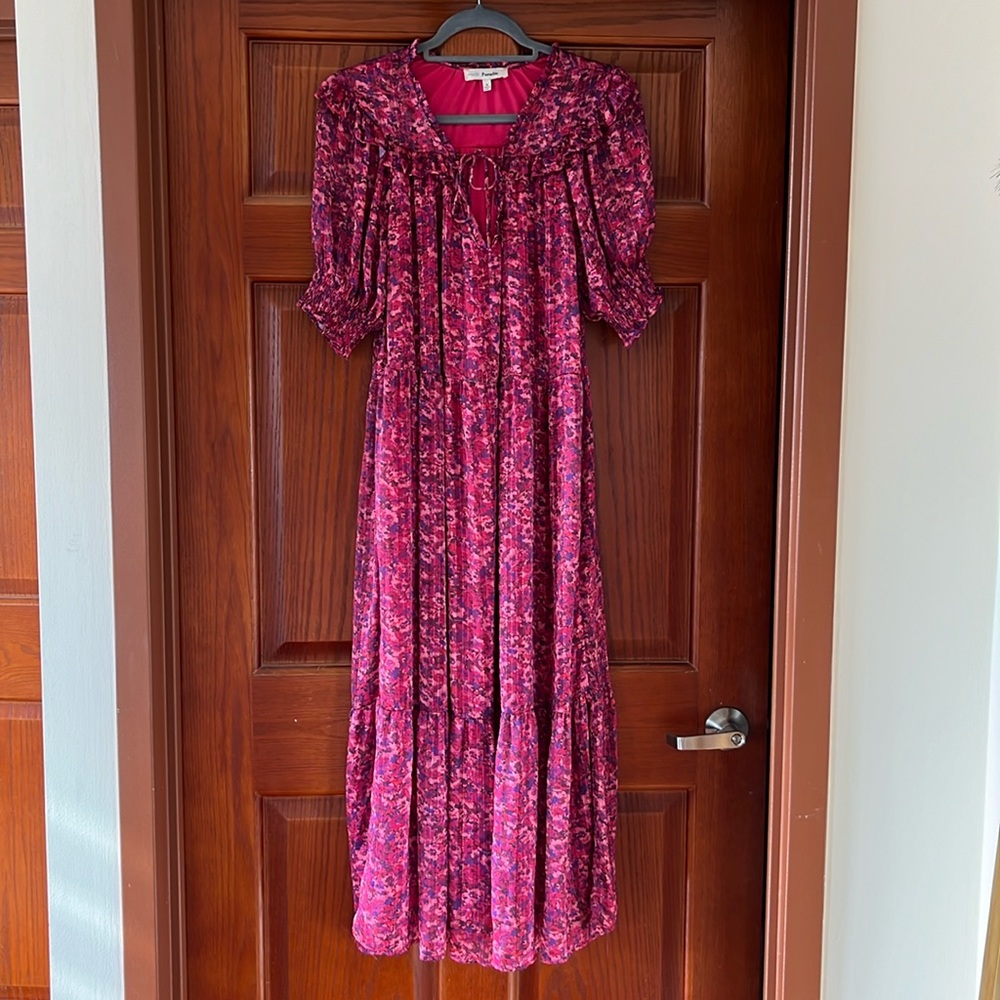 Pink, floral maxi dress